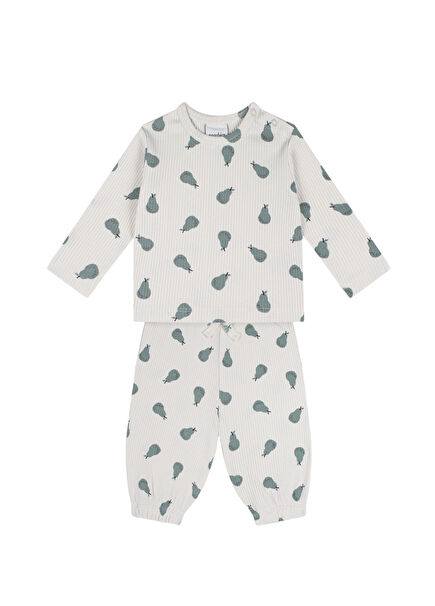 Armut Desenli Uzun Kollu Tshirt Pantolon Unisex Bebek İkili Set