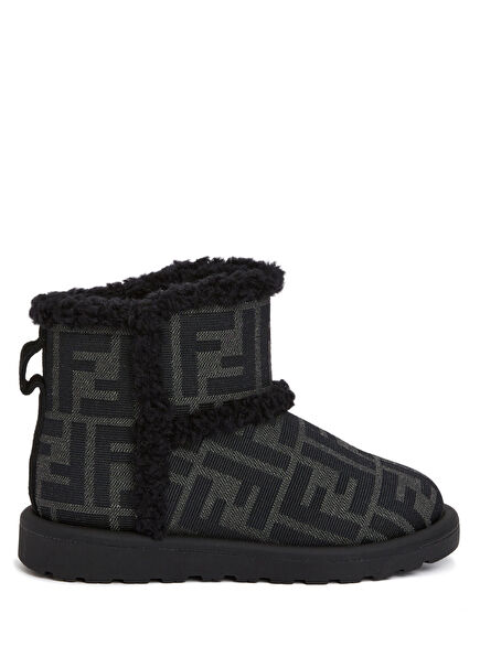 Siyah Gri Logo Desenli Unisex Çocuk Bot