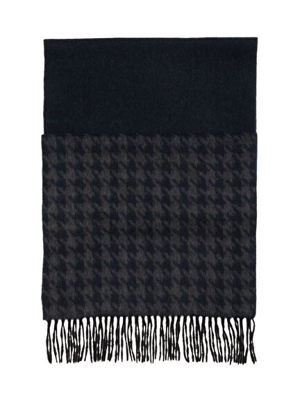 Navy Blue Grey Men's Cashmere Scarf