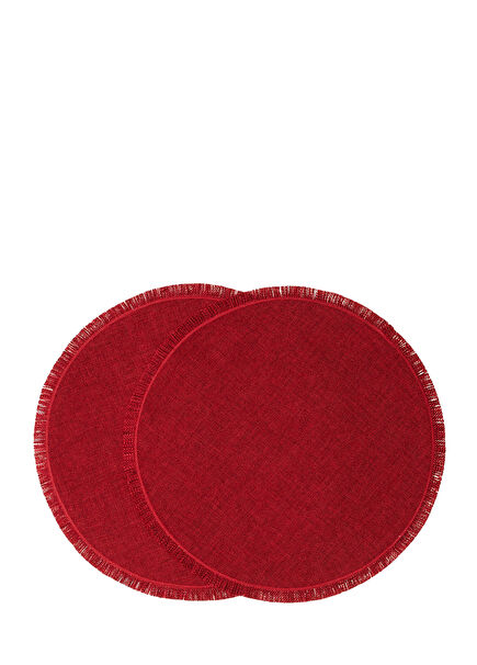 Kırmızı Ekru 2li Çift Taraflı Amerikan Servis Seti