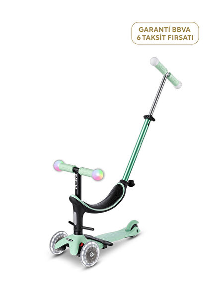 Mini 2 Grow Deluxe Magic LED Işıklı Oturaklı Ayarlanabilir Gidonlu 3 Tekerlekli 1-6 Yaş Çocuk Scooter