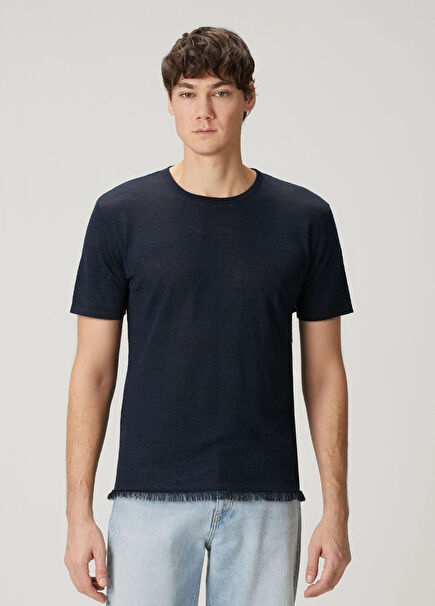 Lacivert Keten T-shirt