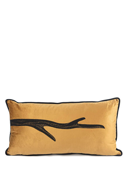 Isla Bronz Tek Dal Kadife Yastık Kırlent 35x65 cm