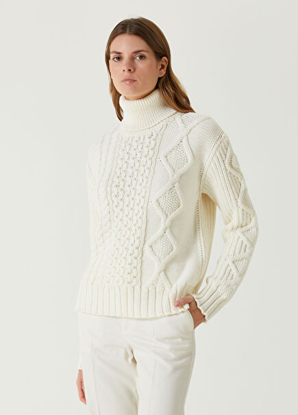 Off-White Cable Knit Wool Sweater