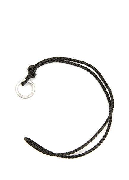 Dark Green Knit Textured Leather Keychain