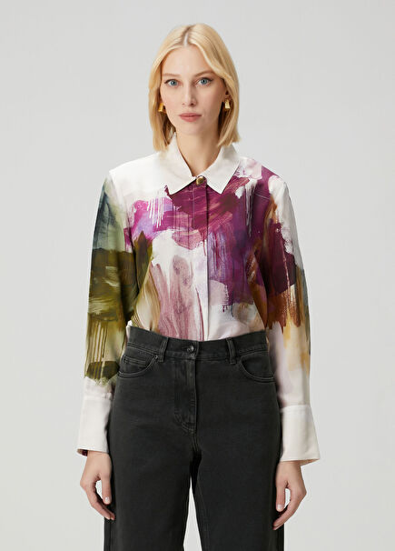 Atomic Desenli İpek Gömlek