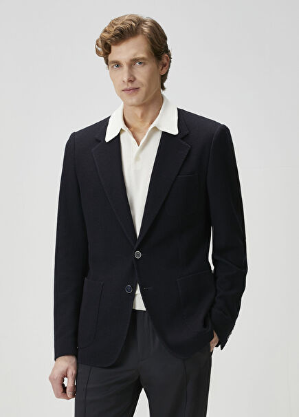 Navy Blue Wool Jacket