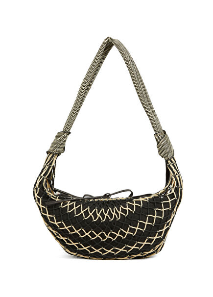 Fortune Croissant Flit Beige Black Beach Bag