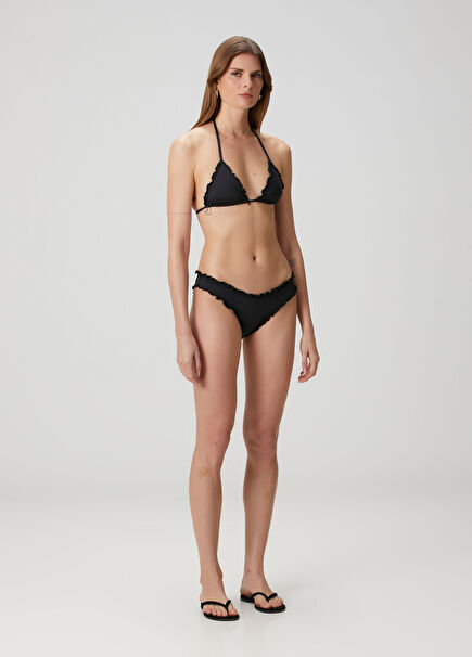 Charlotte Siyah Fırfırlı Bikini Altı