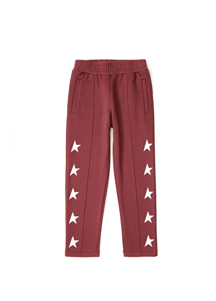 Maroon Logo Printed Boys' Sport Pants