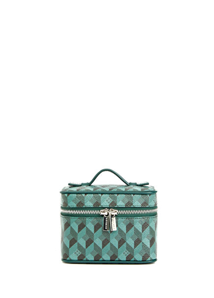 Monogram Yeşil Deri Makyaj Çantası