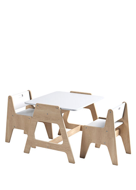 Cotable Beyaz Ahşap Çocuk Masa Takımı