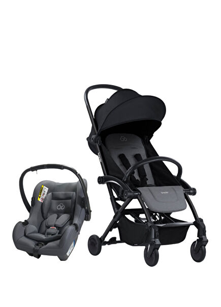 Connect 3 Black Grey Melange Stroller Connect TRN Group 0+ Grey Baby Car Seat Set