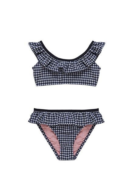 Gaby Siyah Beyaz Dokulu Pötikareli Bikini Takımı