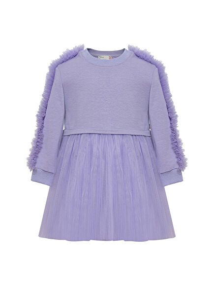 Poppy Lila Uzun Kollu Kız Çocuk Elbise