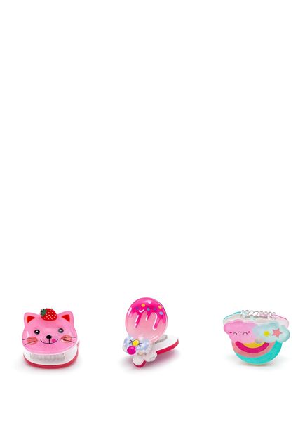Strawberry Cat Girl's 3-Piece Mini Figure Clasp Set