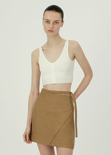 Linda Light Brown Cupro Women's Mini Skirt
