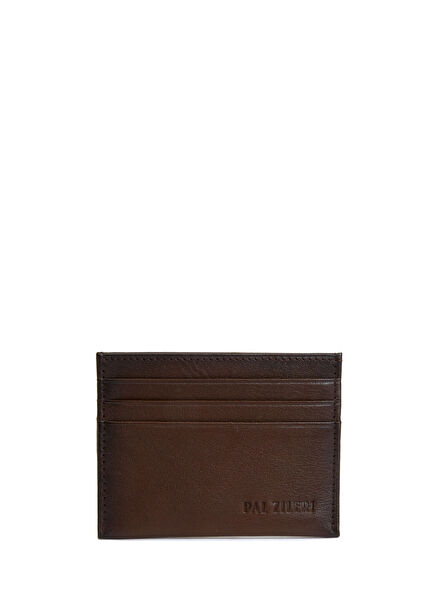 Kahverengi Logo Detaylı Erkek Deri Kartlık