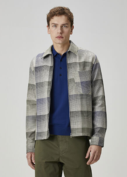 Beige Plaid Patterned Outer Shirt