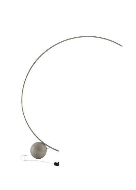 Circle Aged Brass Grey Metal Floor Lamp