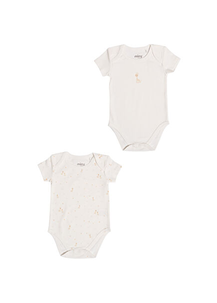 Beyaz Unisex Bebek 2'li Body Set