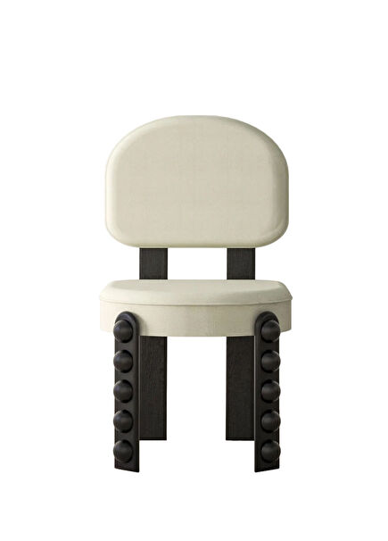 Loc Black Linen Wood Dining Room Chair 50 x 45 cm