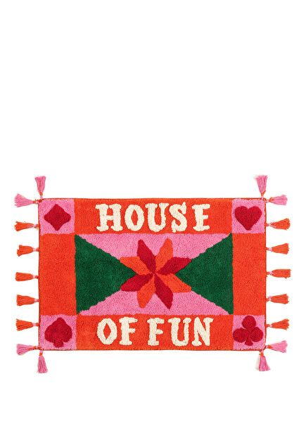 Punjab Renkli Püsküllü %100 Pamuk Banyo Paspası 60 x 90 cm