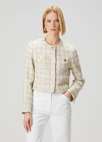 Gold Beige Tweed Jacket