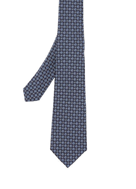 Blue Patterned Silk Tie