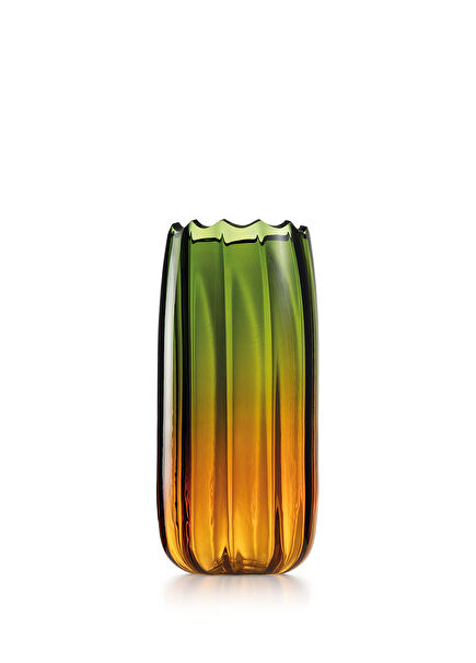 Mare Fonda Bright Green and Amber Glass Large Size Vase