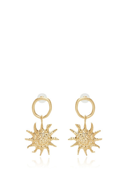 Gold Güneş Sallantılı Kadın Küpe