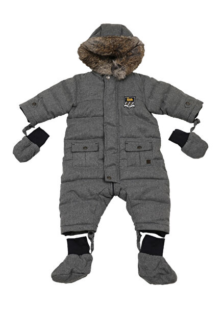 Gri Kapüşonlu Erkek Bebek Astronot Mont