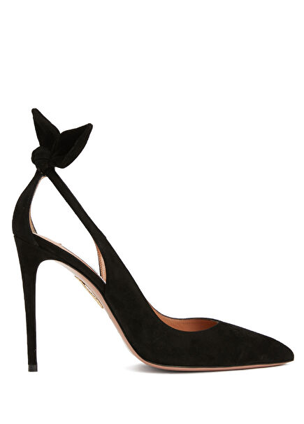 Bow Black Leather Heels