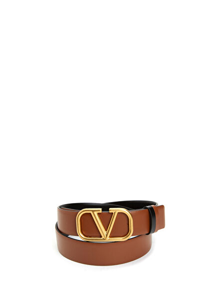 Tan Logo Women's Leather Belt