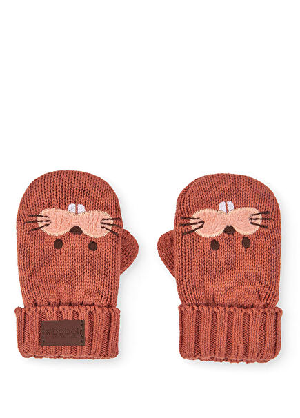 Kiremit Morifli Kız Bebek Eldiven