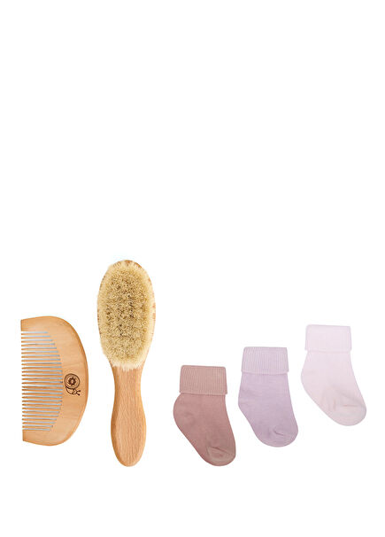 Newborn Set - 3-Piece Socks & Brush Set