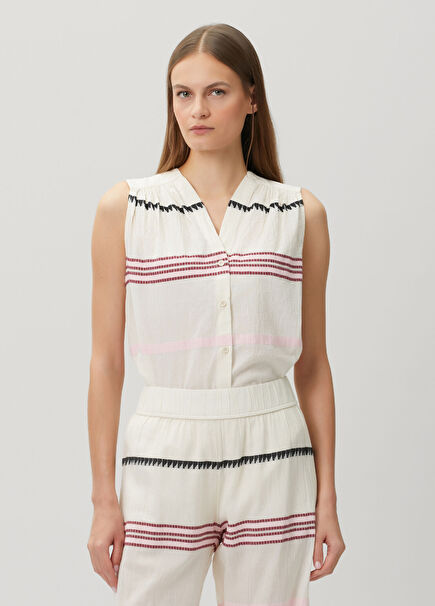 White Striped Blouse