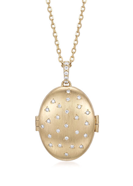 Family Locket Pırlanta Taşlı 14 Ayar Altın Kadın Kolye