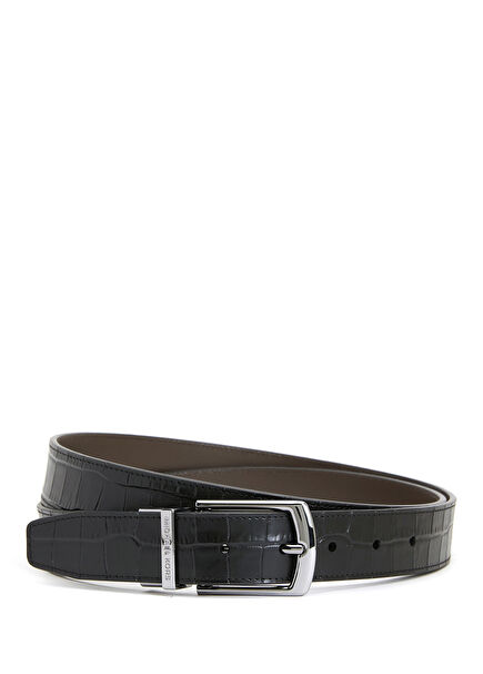 Black Crocodile Texture Men's Leather Belt