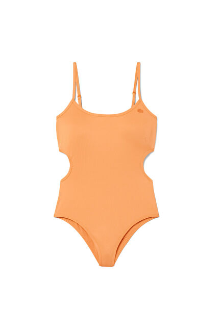 Orange Strappy Low-cut Women's Swimsuit