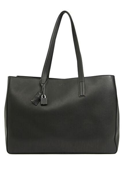East West Black Men's Leather Bag