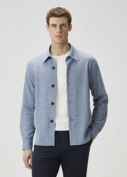 Açık Mavi Yün Dış Gömlek