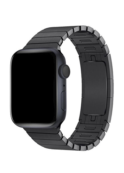 Apple Watch Uyumlu 38/40/41 mm Siyah Bilezik Loop Çelik Kordon