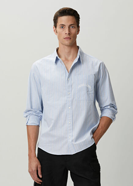 Blue Striped Oxford Shirt