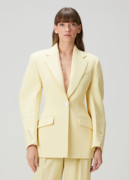 Cocoon Açık Sarı Yün Ceket