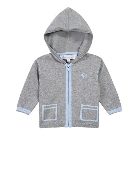 Grey Hooded Boys' Cardigan