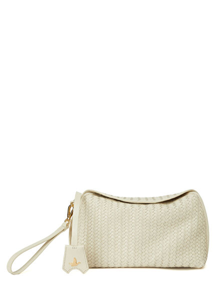Ecru Knit Women's Leather Hand Portfolio