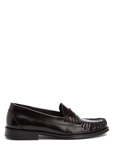 Bordo Atkılı Kadın Deri Loafer