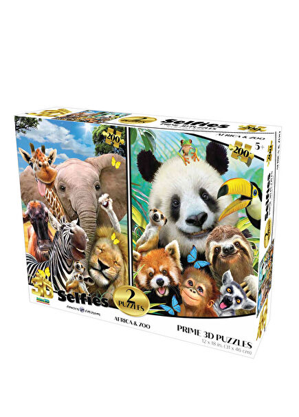 African Animals & Animal Kingdom Selfie 200 Piece 2-piece 3D Puzzle