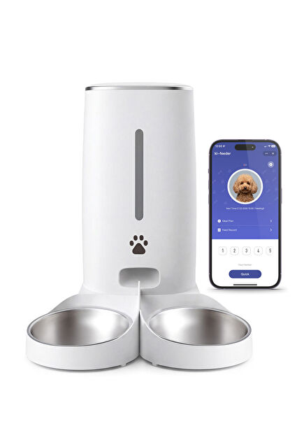 Ki-Feeder Ipetmon Kablosuz Beyaz Çift Kaseli Akıllı Mama Kabı